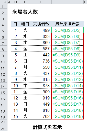 絶対参照を使った計算式